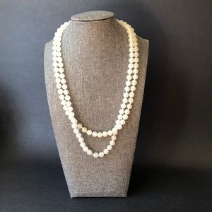 Vintage Opaque White Agate Stone 2 Strand Bead